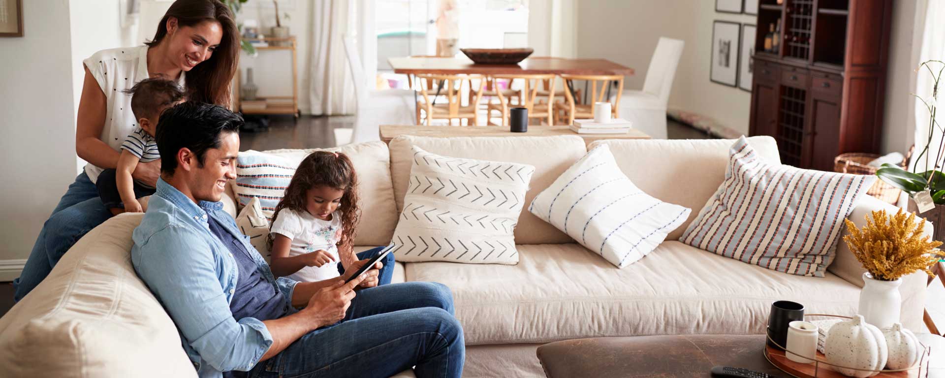 Military Family in living room